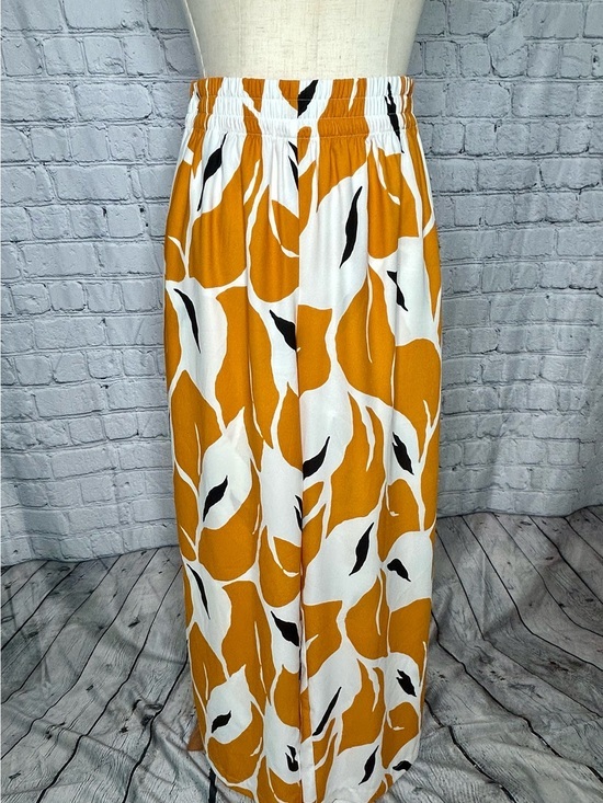 Nine West Pants - Nine West Womens S Wide Leg Palazzo Pants Orange Floral Pull On Resort Casual